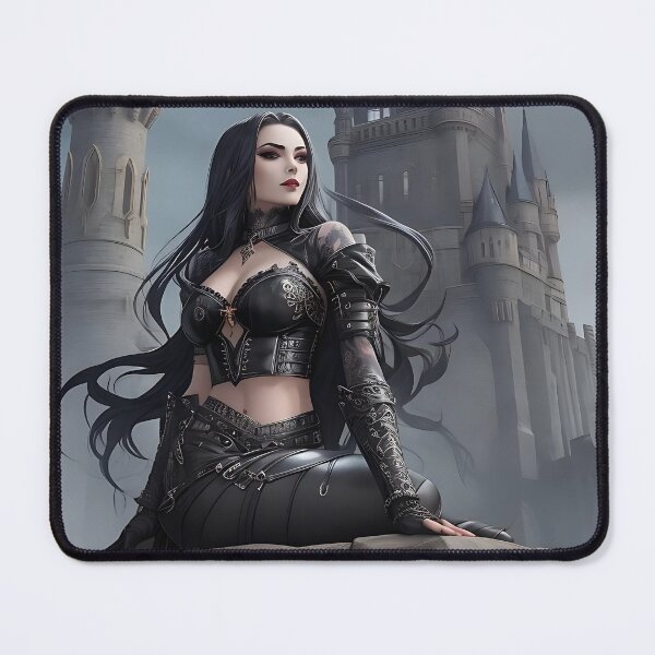 Item preview, Dark vampire beauty in front of a majestic castle under a full moon designed and sold by Frostquest.