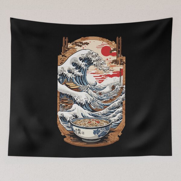 Item preview, Ukiyo-E Wave Aesthetic Ramen Japanese Design designed and sold by LuminOrb.