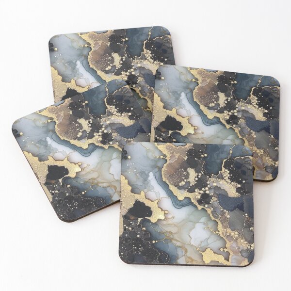 Item preview, Black and gold marble effect abstract art designed and sold by MyAbstractInk.