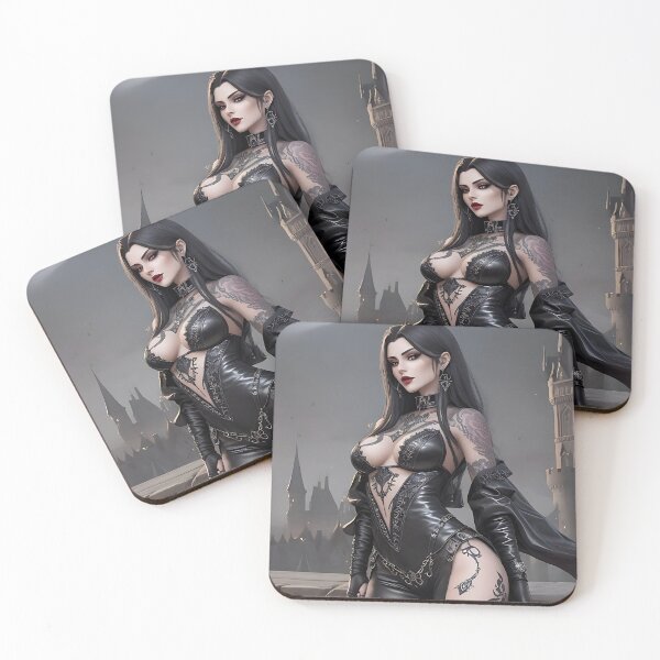 Item preview, Dark vampire beauty in front of a majestic castle under a full moon designed and sold by Frostquest.