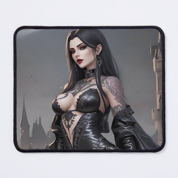 Item preview, Dark vampire beauty in front of a majestic castle under a full moon designed and sold by Frostquest.