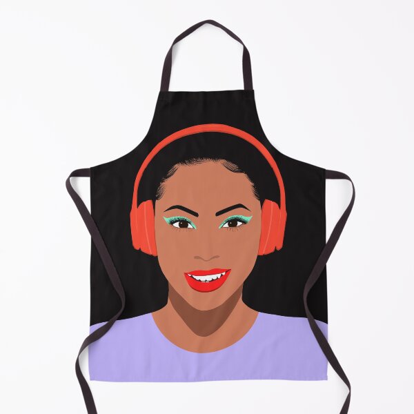 Item preview, African woman in red headphones designed and sold by InkyKidArt.