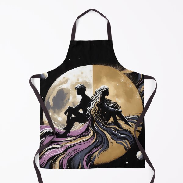 Item preview, couple in flow, space Moon, sharing differences black gold lilac designed and sold by Meena-tta.