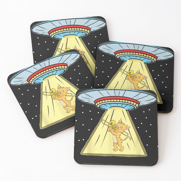 Item preview, Ufo Abduction Cat Playing Rombone  designed and sold by oapXBt26.