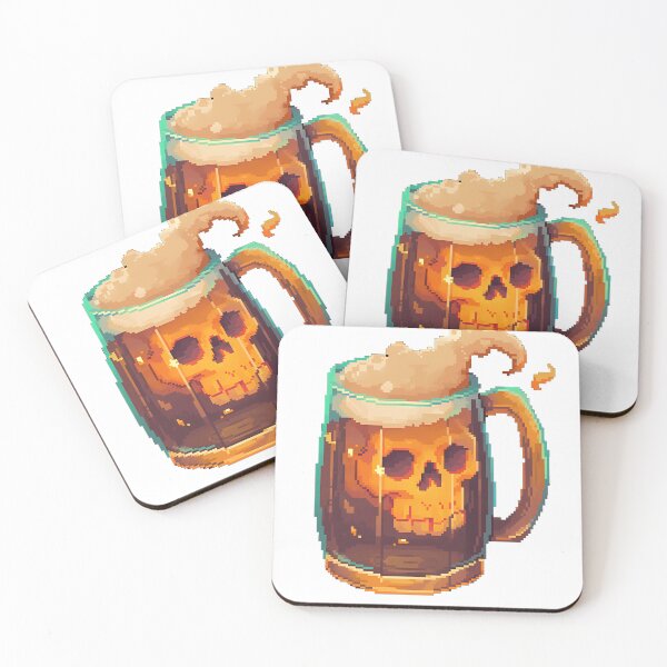 Item preview, Beer Mug skull -Retro pixel art designed and sold by octoboobs.
