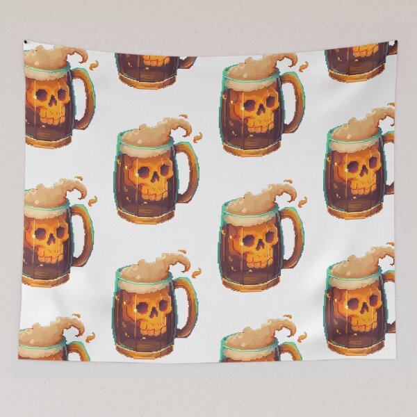 Item preview, Beer Mug skull -Retro pixel art designed and sold by octoboobs.