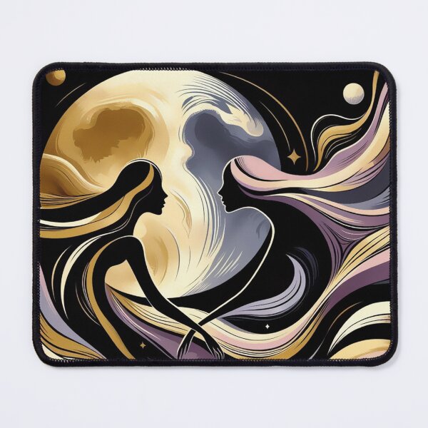 Item preview, Couple friends in flow, space Moon, sharing connection black gold lilac designed and sold by Meena-tta.