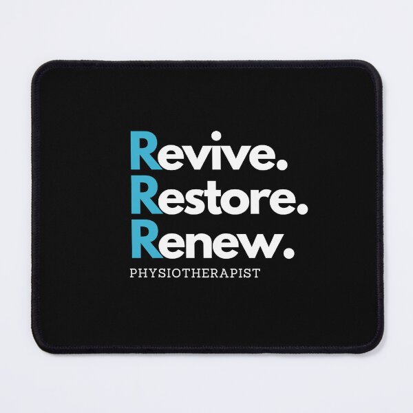 Item preview, Revive, Restore, Renew | physiotherapist inspiration quote designed and sold by Zayed Mahmoud.