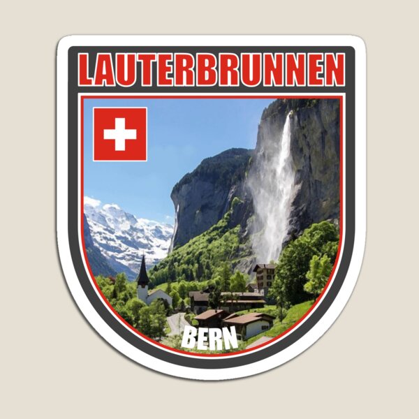 Item preview, Lauterbrunnen waterfall Bern Alps Swiss designed and sold by sticket-travel.