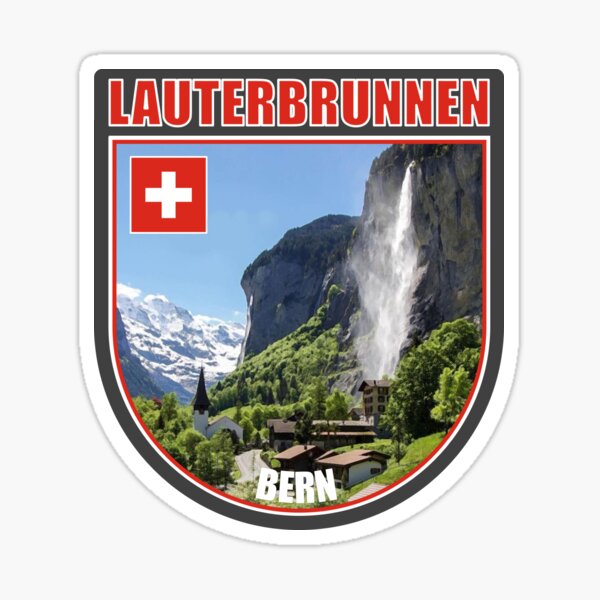Item preview, Lauterbrunnen waterfall Bern Alps Swiss designed and sold by sticket-travel.