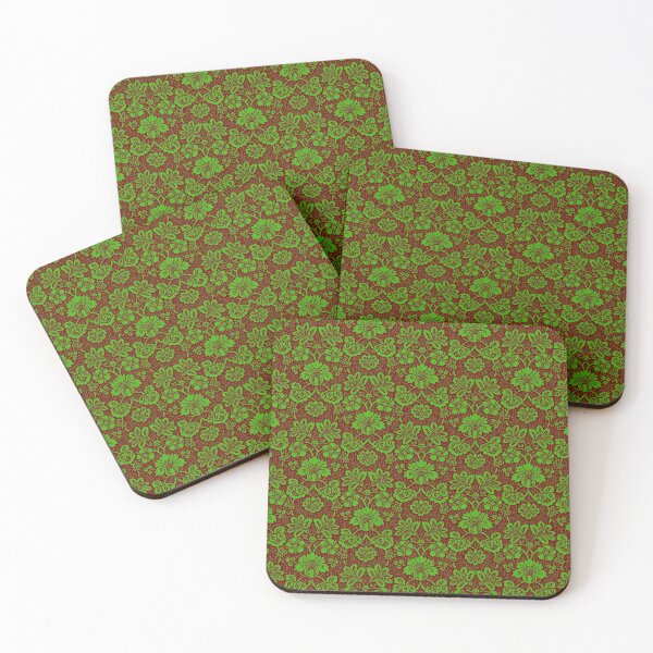 Item preview, Floral damask embroidered green and brown designed and sold by RaionKeiji.