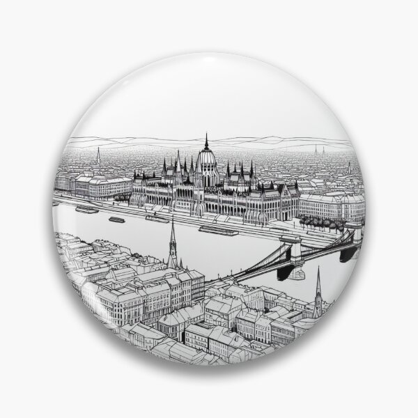 Item preview, Budapest Historical Sights Minimalist Perspective Drawing designed and sold by Gaborai.