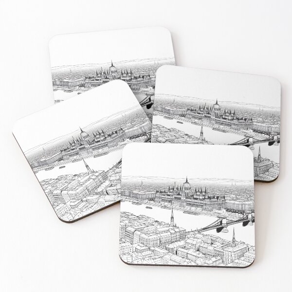 Item preview, Budapest Historical Sights Minimalist Perspective Drawing designed and sold by Gaborai.