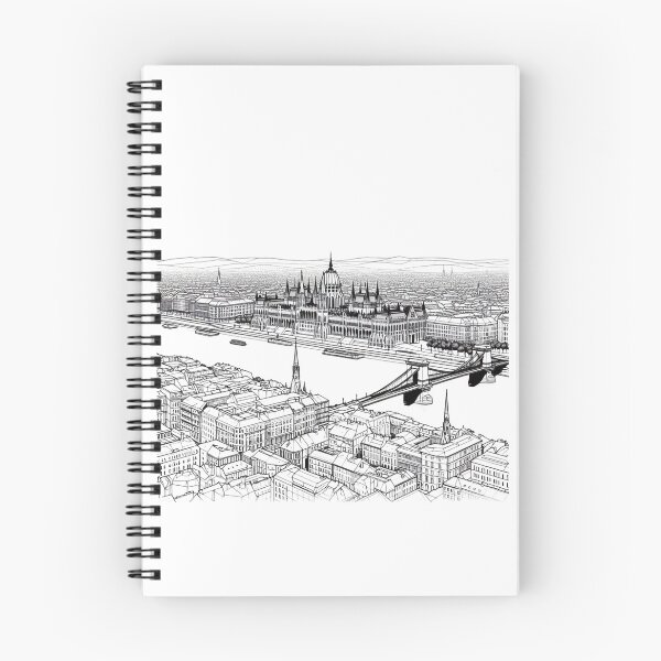 Item preview, Budapest Historical Sights Minimalist Perspective Drawing designed and sold by Gaborai.
