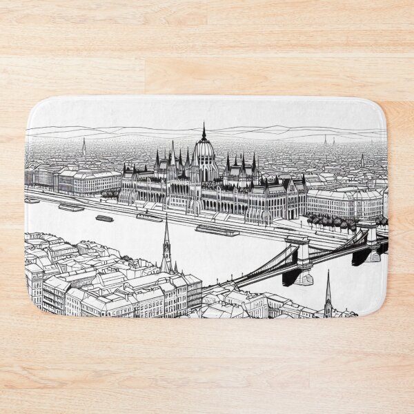 Item preview, Budapest Historical Sights Minimalist Perspective Drawing designed and sold by Gaborai.