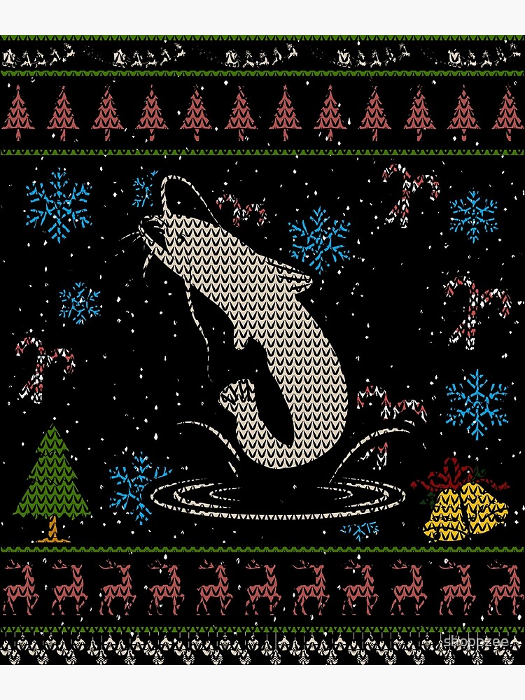 Catfish Fishing Christmas Ugly Holiday Shirt Poster for Sale by shoppzee
