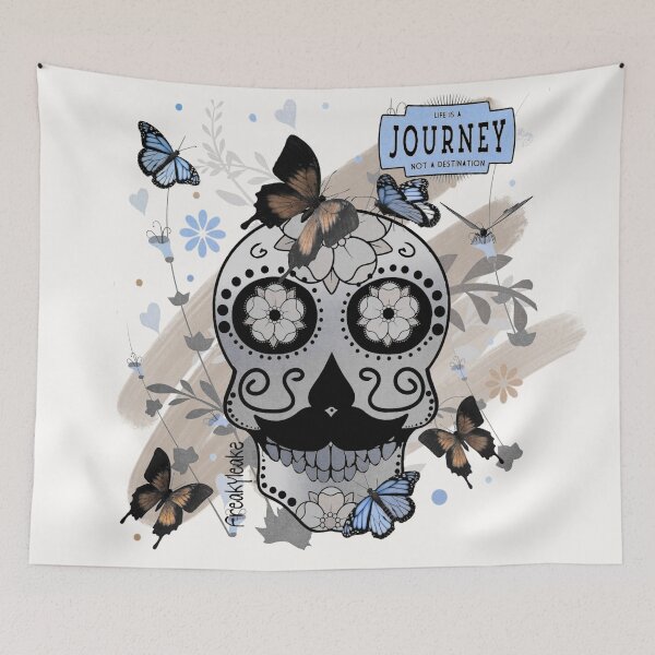 Item preview, FRIKI SKULL WITH BUTTERFLIES designed and sold by inarausch2023.