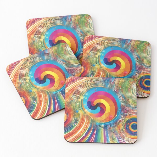 Item preview, Abstract art rainbow circles swirl colorful pattern music grunge background designed and sold by bvdesignart.