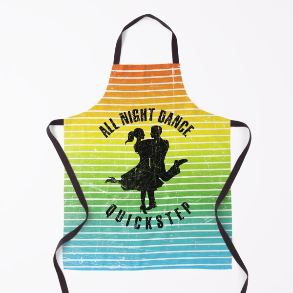 Item preview, Black silhouette of a couple dancing quickstep against a background of colorful stripes designed and sold by HarridanCreates.
