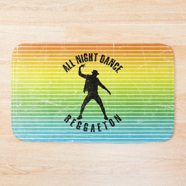 Item preview, Black silhouette of a man dancing reggaetonagainst a background of colorful stripes designed and sold by HarridanCreates.