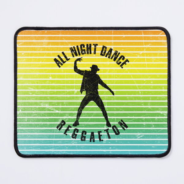 Item preview, Black silhouette of a man dancing reggaetonagainst a background of colorful stripes designed and sold by HarridanCreates.