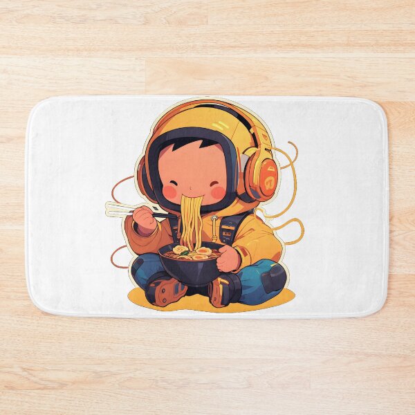 Item preview, Cute Manga Boy With Headphones Eating Noodles designed and sold by StickySparkle.