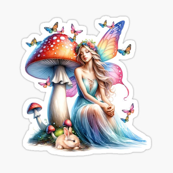 Item preview, Sleeping fairy with cute rabbit and butterflies designed and sold by LoneAngel.