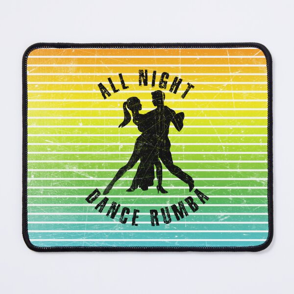 Item preview, Black silhouette of a couple dancing rumba against a background of colorful stripes designed and sold by HarridanCreates.