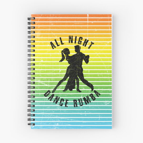 Item preview, Black silhouette of a couple dancing rumba against a background of colorful stripes designed and sold by HarridanCreates.