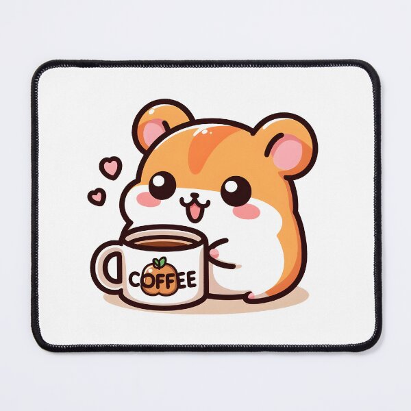 Item preview, Kawaii Hamster With Coffee Mug designed and sold by CanvasCutie.