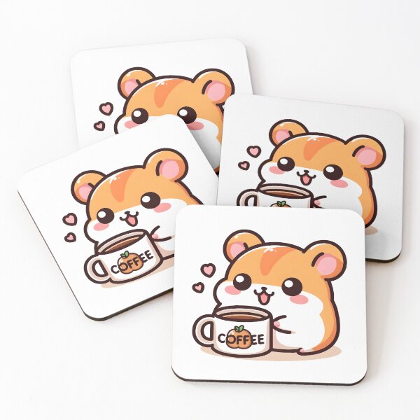 Item preview, Kawaii Hamster With Coffee Mug designed and sold by CanvasCutie.