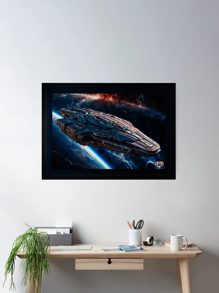 Clordian Warship AI Concept Art na Xzendor7 - He Tirohanga Ahu Ahurangi Tino Whakaoho 2 Clordian Warship Mesmerizing AI Concept Sci-Fi Space Art Art by Xzendor7 Room Decor Poster Art Print
