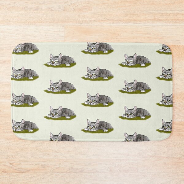 Item preview, Cute CAT Lying Down Green-Eyed KITTEN Illustration Animal Pet ART designed and sold by JoyfulWhimsy.