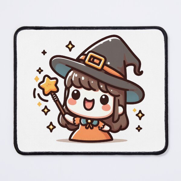 Item preview, Kawaii Smiling Witch With A Magical Wand designed and sold by CanvasCutie.
