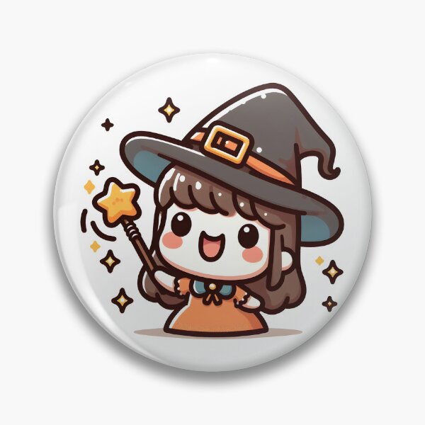 Item preview, Kawaii Smiling Witch With A Magical Wand designed and sold by CanvasCutie.