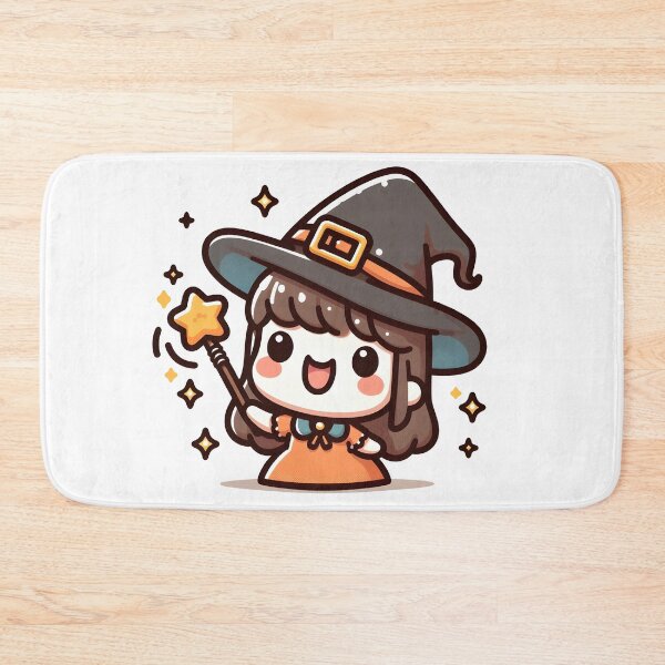 Item preview, Kawaii Smiling Witch With A Magical Wand designed and sold by CanvasCutie.
