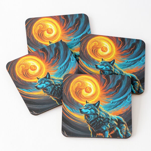 Item preview, Wolf Against Swirling Sun, Ai Generated Art  designed and sold by ACC .