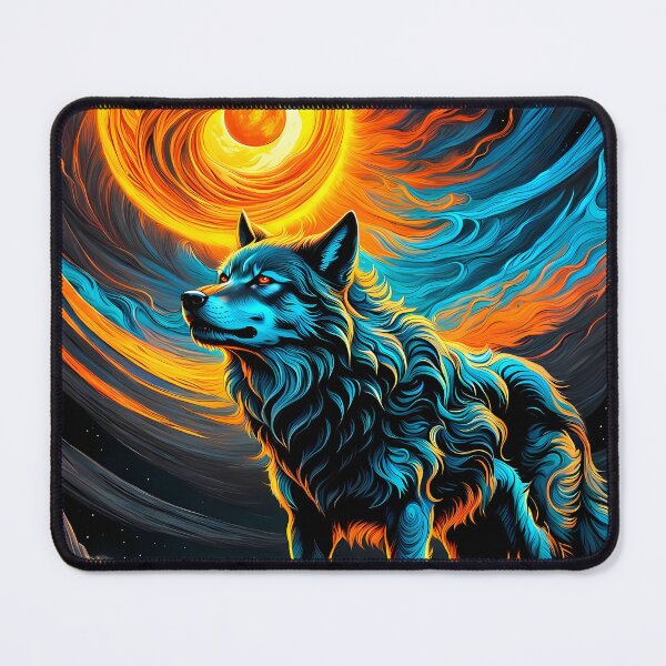 Item preview, Wolf Against Swirling Sun, Ai Generated Art designed and sold by ACC .