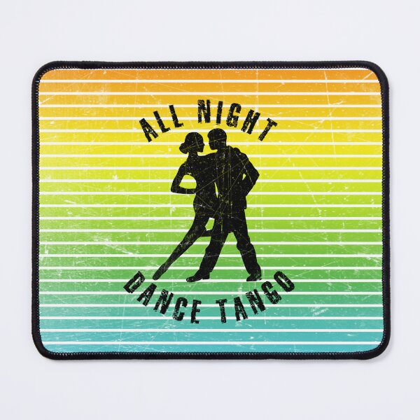 Item preview, Black silhouette of a couple dancing tango against a background of colorful stripes designed and sold by HarridanCreates.
