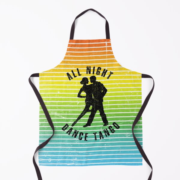 Item preview, Black silhouette of a couple dancing tango against a background of colorful stripes designed and sold by HarridanCreates.