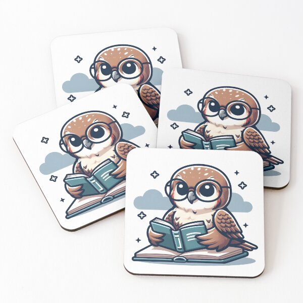 Item preview, Kawaii Falcon With Reading Glasses designed and sold by CanvasCutie.