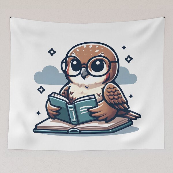 Item preview, Kawaii Falcon With Reading Glasses designed and sold by CanvasCutie.