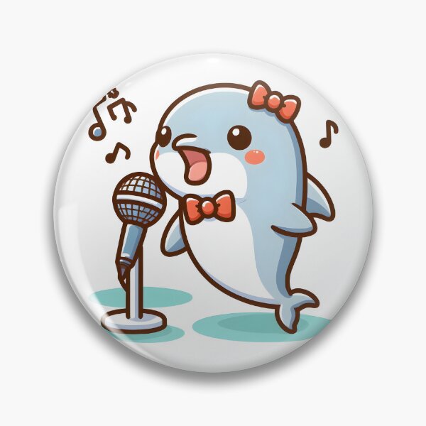 Item preview, Kawaii Dolphin With A Microphone And A Bowtie Singing Karaoke designed and sold by CanvasCutie.