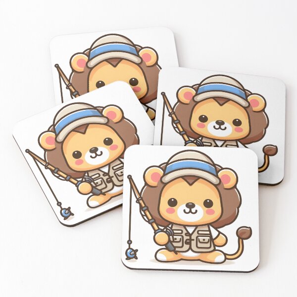 Item preview, Kawaii Lion With Fishing Vest Fishing designed and sold by CanvasCutie.