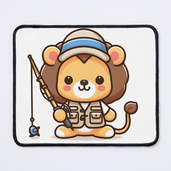 Item preview, Kawaii Lion With Fishing Vest Fishing designed and sold by CanvasCutie.