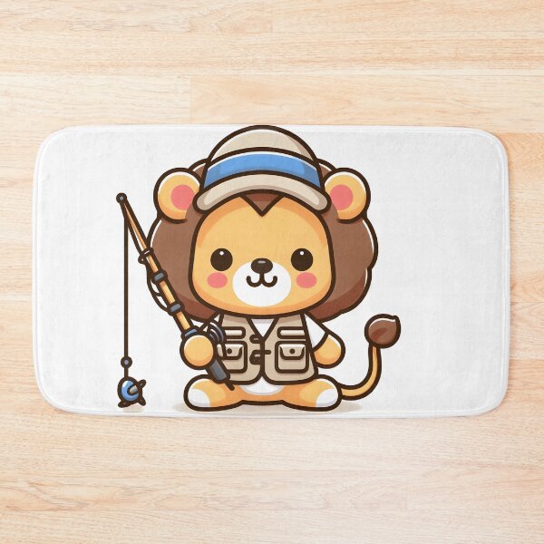 Item preview, Kawaii Lion With Fishing Vest Fishing designed and sold by CanvasCutie.