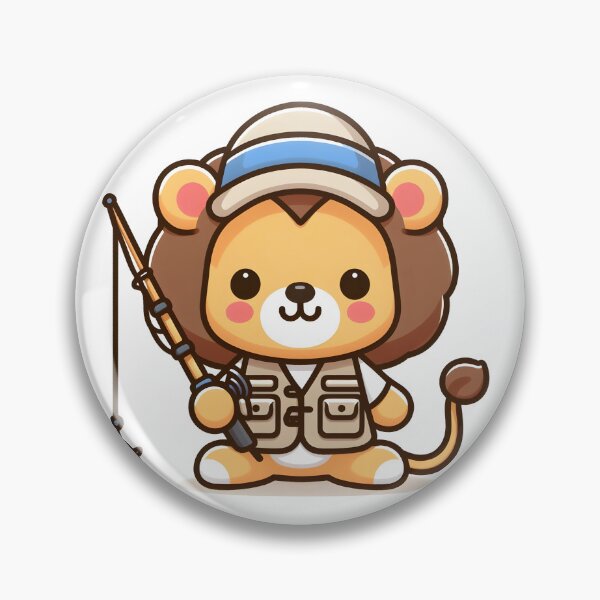 Item preview, Kawaii Lion With Fishing Vest Fishing designed and sold by CanvasCutie.