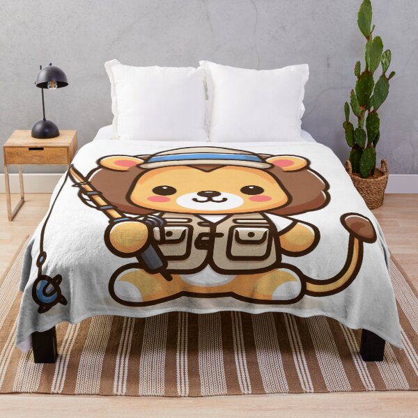 Item preview, Kawaii Lion With Fishing Vest Fishing designed and sold by CanvasCutie.