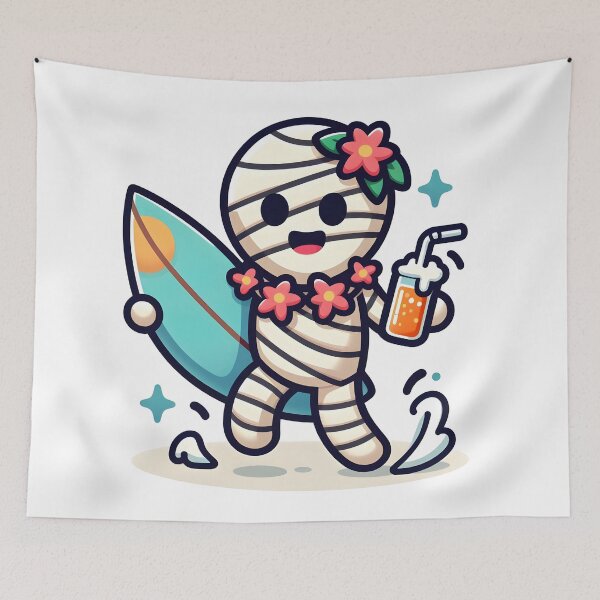 Item preview, Kawaii Surfing Mummy designed and sold by CanvasCutie.