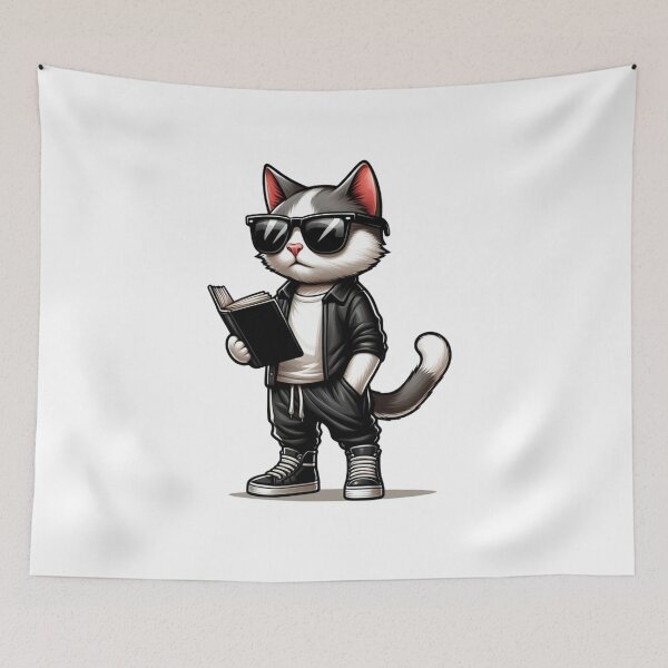 Item preview, Respect Cat Reading a Book, Cat Read Book, Book Lover, Books Lovers Gift, Book Lover Gift, Unique Cat Art  designed and sold by SlocifieShop.